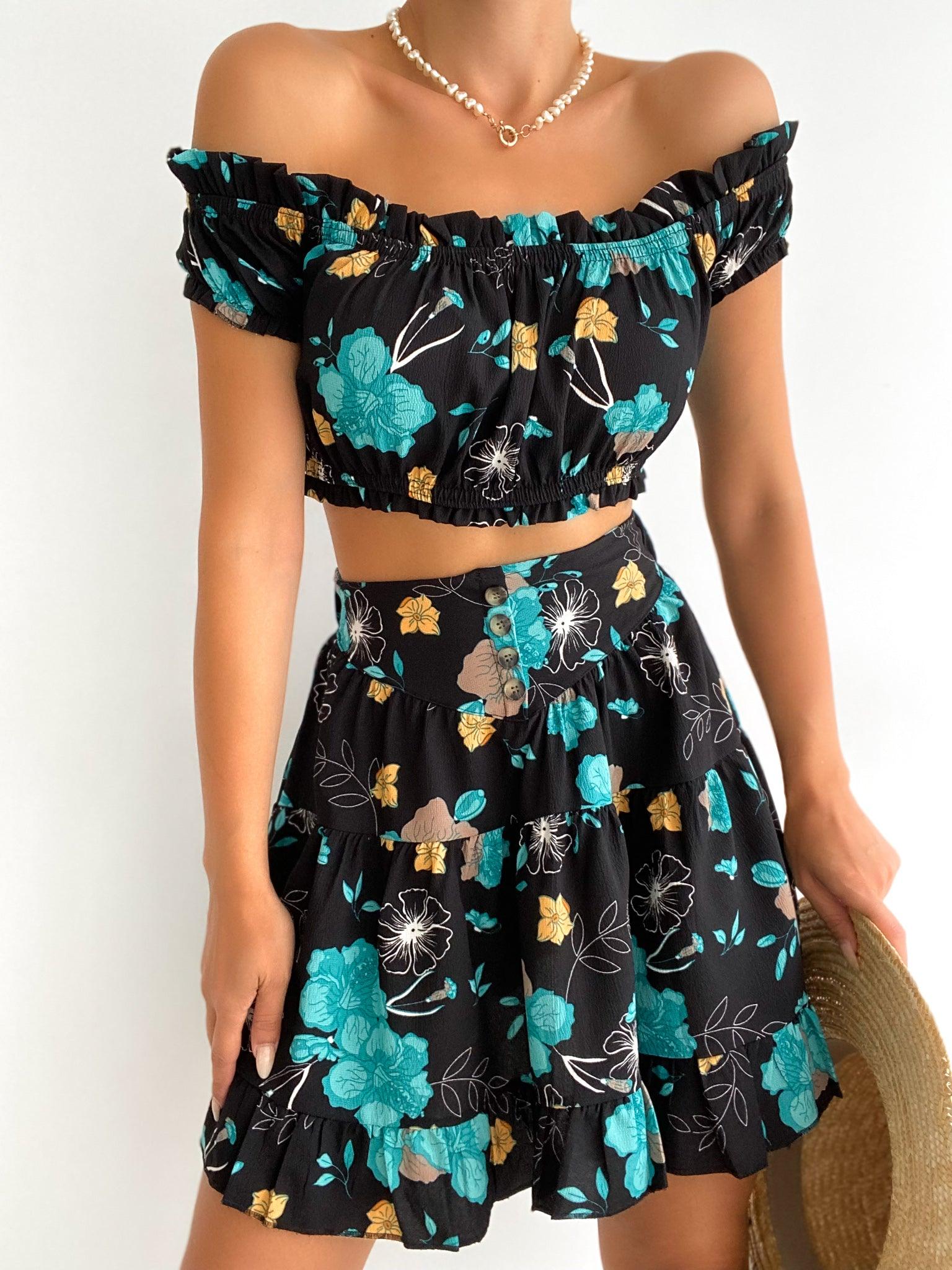 Bustier floral jupe ensemble - ElleChic Clothing