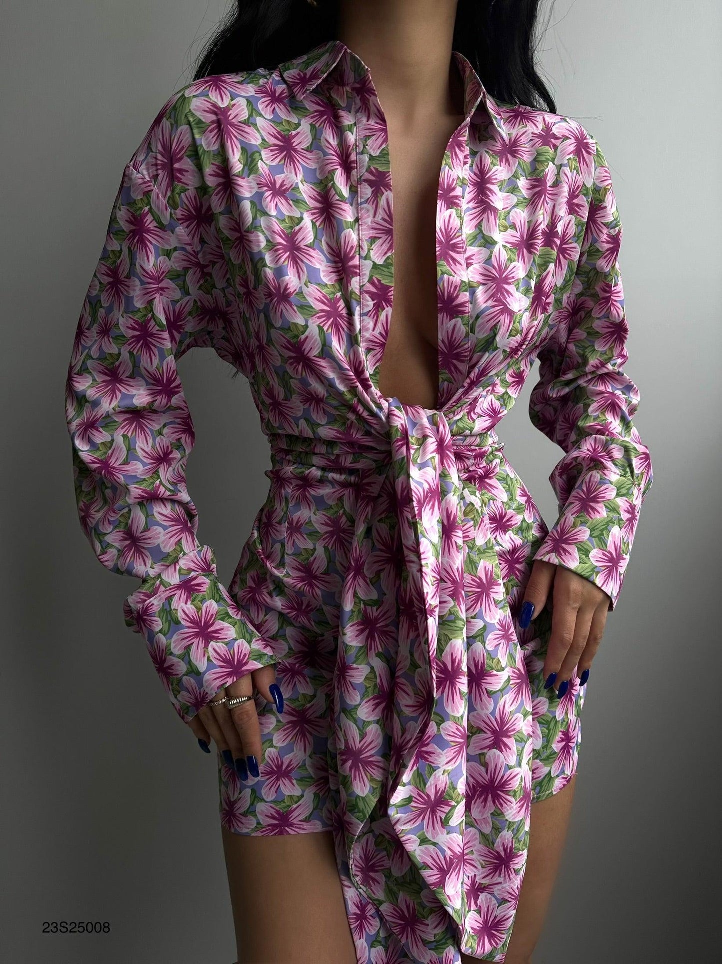 Mini robe à cravate à motifs - ElleChic Clothing