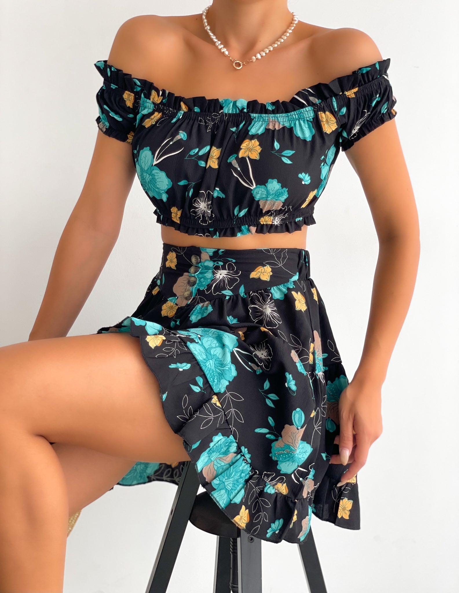 Bustier floral jupe ensemble - ElleChic Clothing